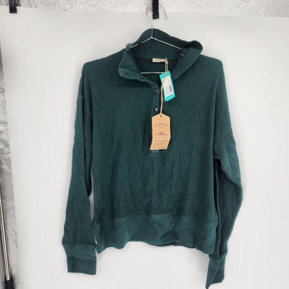 Faherty Tops - FAHERTY Women's Dark Green Medium Apres Waffle Henley NWT